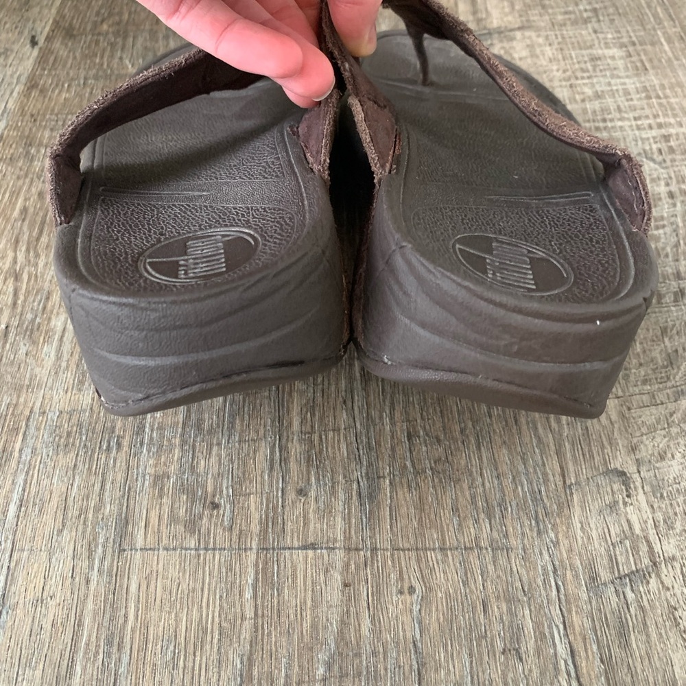 FitFlop Womens Oasis Thong Style Sandals Brown Micro Wobble Board - Picture 4 of 6